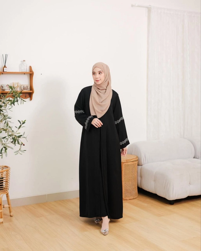 Product image Khisna collection - New models abaya Balqis kain dobel no nerawang Busui friendly Allsize Hitam