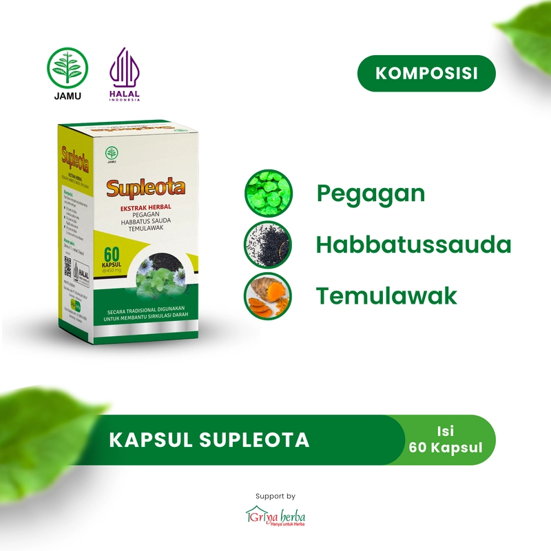 Product image Griya Herba - Supleota Obat Herbal Membantu Melancarkan Sirkulasi Darah Suplemen Otak 60 Kapsul BPOM 110 gram Original