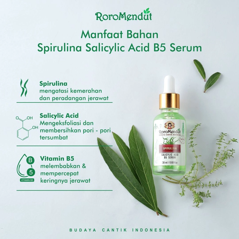 Product image Roro Mendut Skincare - Serum Salicylic Acid B5 Spirulina Anti Jerawat 30ml Serum Spirulina