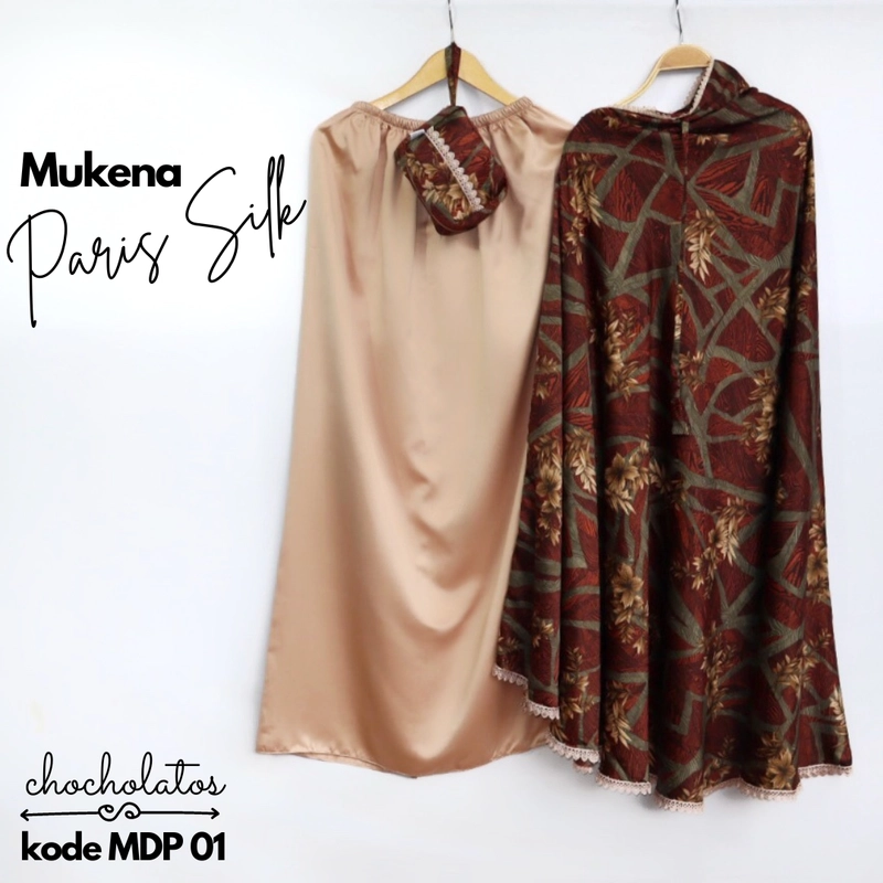 Product image Al Kahf - Mukena Traveling Model 2 in 1 Bahan Paris Silk Model Eifel kode MDP01 JUMBO BROWN