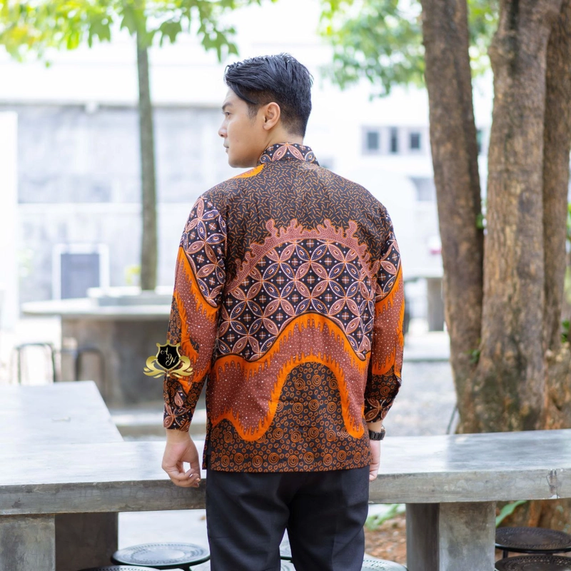 Product image Kois Batik - Batik Couplen Tunik Dan Kemeja Motif shafa orange M Kemeja shafa orange
