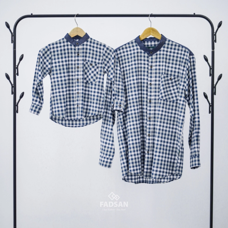 Product image FADSAN - Kemeja Retro Kotak-Kotak Navy Lengan Panjang Ayah dan Anak - Retro Series SIZE ANAK XS RETRO NAVY
