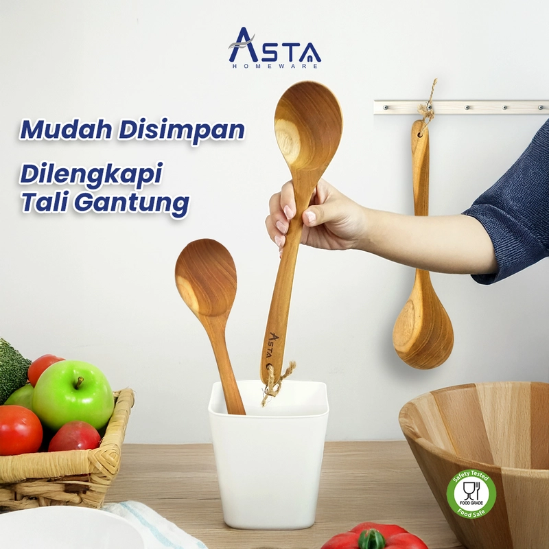 Product image Asta Homeware Official - Asta Sendok Sayur Kayu Jati Centong Sup Gagang Panjang 29 cm Size Sendok Kayu Jati