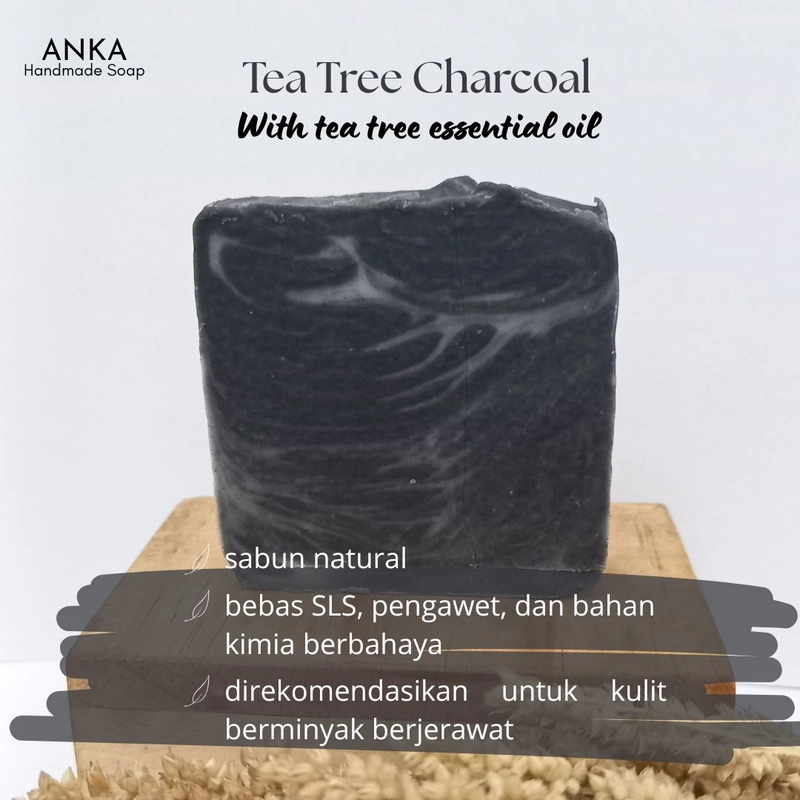 Product image ANKA Handmade Soap - Tea Tree Charcoal Sabun Natural untuk Wajah Berminyak Berjerawat 70-80 gram Tea Tree Charcoal