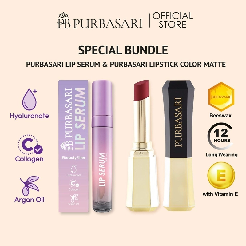 Product image Purbasari - [KOMBO HEMAT] Purbasari Lipstick Color Matte + Lip serum Lipstick tahan 12jam Bundle Lip Serum + 81 Diamo