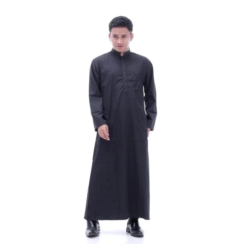 Product image qayd - BELI 3 GRATIS 1 Gamis Jubah Pria Dewasa Thobe Arab Bahan Poly Katun Mikro Ukuran L XL L Hitam