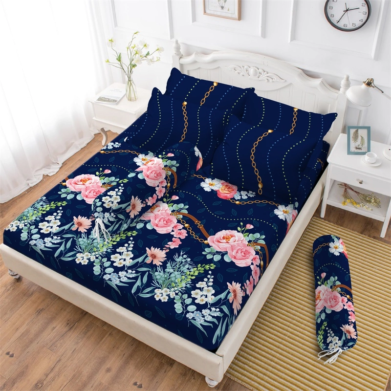 Product image Rosanna - Sprei Set Vito Motif Bunga Aesthetic Ukuran King 180x200 Queen 160x200 Single 120x200 Single 120x200 Oceanic Blue