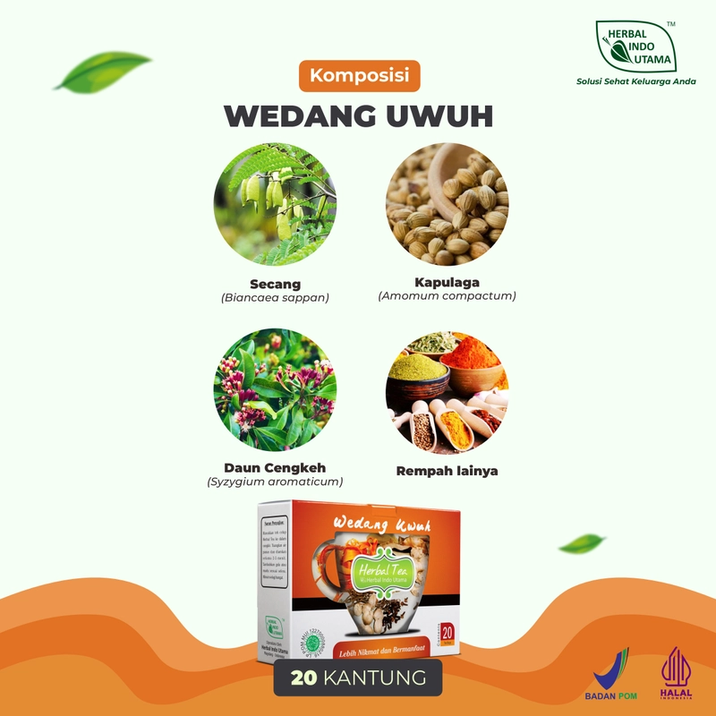 Product image Herbal Indo Utama - Teh Celup Wedang Uwuh Herbal Indo Utama isi 20 Kantung Teh dengan Rempah Asli 1 Box 20 Sachet Teh Herbal