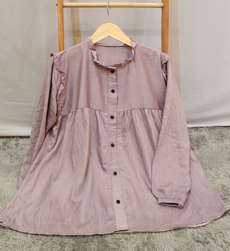 Product image Amha Collection - BLOUSE NAYRA KEMEJA WANITA POLO LINEN ALL SIZE LYLAC