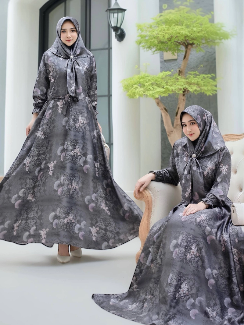 Product image Khisna collection - Gamis print sulina hijab no Bros Allsize Sutina1