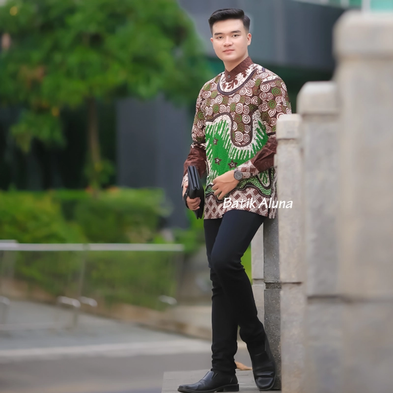 Product image Batik aluna - Mba06 kemeja muslim batik pria lengan panjang koko kurta pria premium kurta pakistan M KOKO