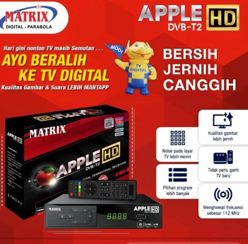 Product image UTAMAMEGA - Set Top Box Matrix Apple DVB-T2 Untuk Siaran Digital TV Anda Matrix Apple DVB-T2