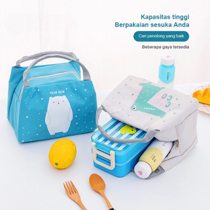 Product image KAHASIL - Tas Bekal Lunch Bag Tempat Penyimpanan Makanan Anak Sekolah Karakter KMJ248 UNICORN-HITAM