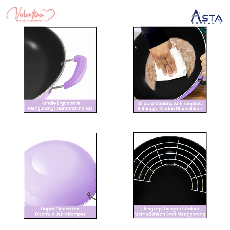 Product image Asta Hampers Set Hadiah Pernikahan Panci Set Asta + Free Kartu Ucapan + Bungkus Kado Varian Valentina Ungu