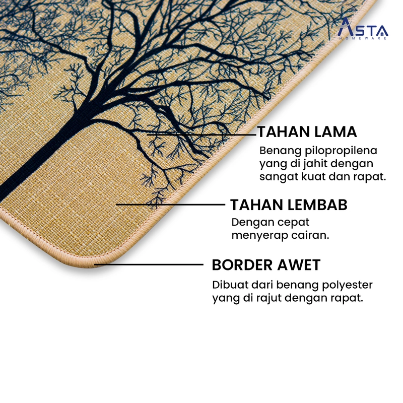 Product image Asta Keset Kaki Anti Slip Serap Air Poylester Rubber Tebal 40 x 60 cm Motif Kaktus