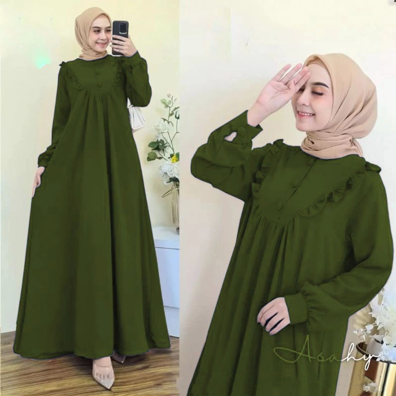 Product image MEQA DAILY - MEGA DAILY - Gamis Asahy Dress Pesta Wanita XL Hijau Army