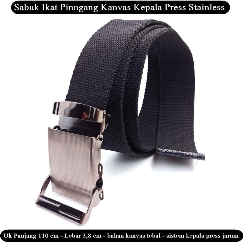 Product image Lanc Fashion - Ikat Pinggang Pria Nylon Kanvas Basic Press warna hitam