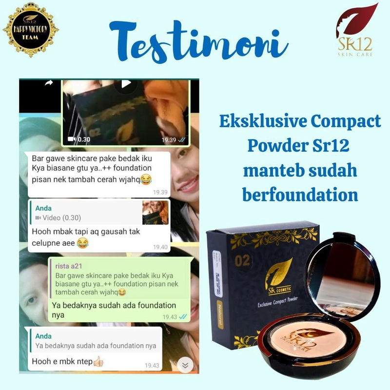 Product image SR12 Herbal Skincare - Exclusive Compact Powder Natural dan Sheer Pink Bedak Padat Long Lasting Full Coverage 14gr Sheer Pink