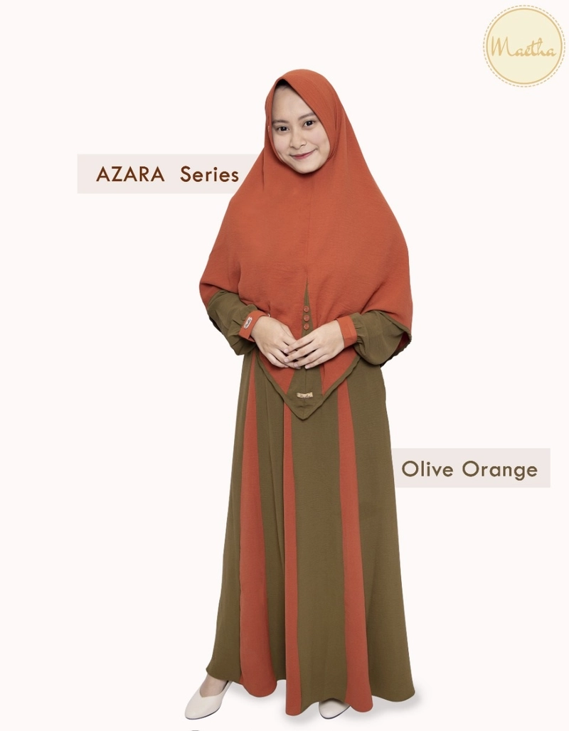 Product image Gamis Wanita Dewasa Azara Set Syari M Olive Orange