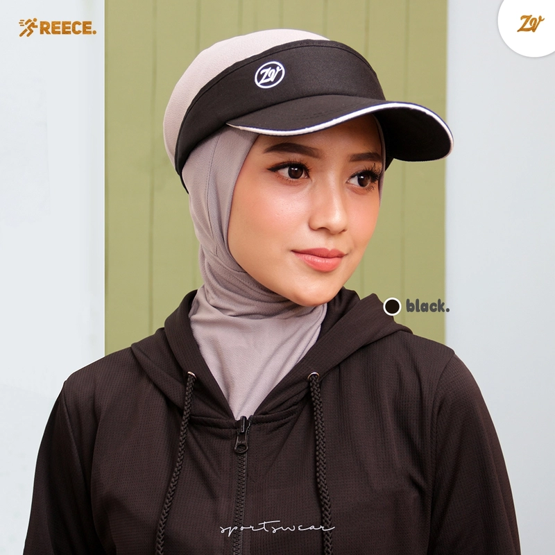 Product image Zaneva Hijab - Zaneva - Reece Visor Topi Sport Premium All Size Hitam