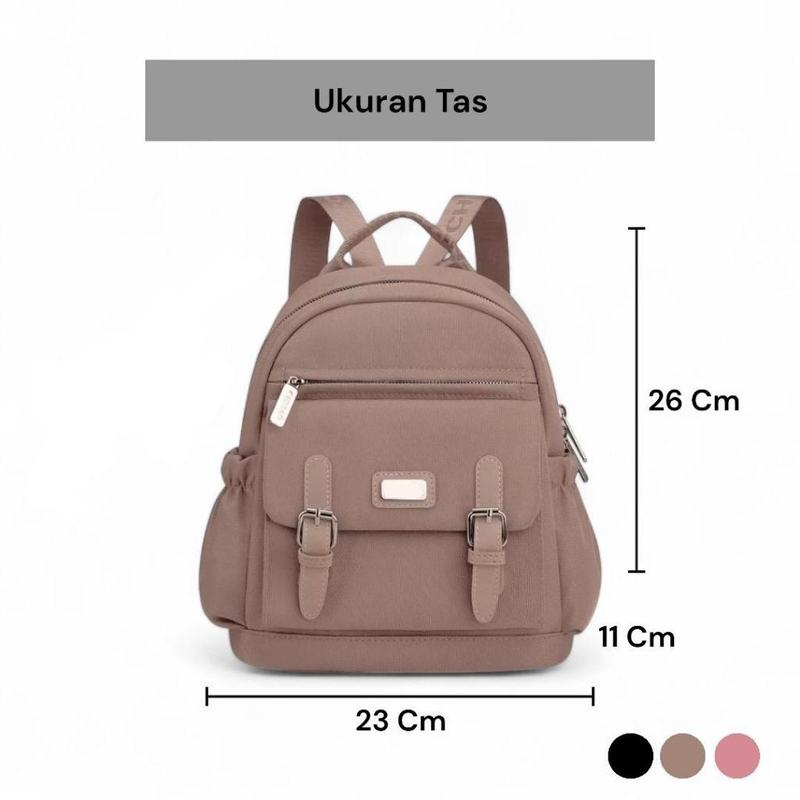 Product image CBL - Ransel NATHAN - Tas Ransel Backpack Wanita Waterproof Bahan Nilon Medium Hitam
