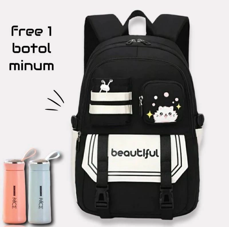 Product image Alcaff - Tas Ransel Anak Sekolah Perepuan Beautiful Free Botol Minum 30x20x40 pink