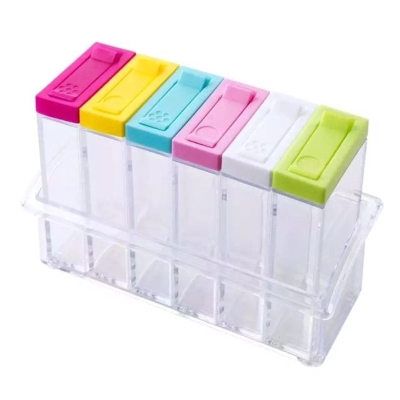 Product image Promo - Tempat Bumbu Dapur Kotak 6 In 1 Seasoning Set Multicolour 6in1 A172 PUTIH