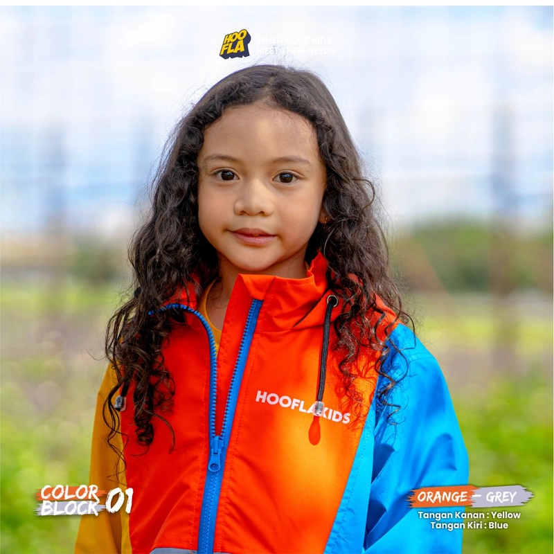 Product image Hoofla - Jaket Anak Color Block Jacket M CBJ 01 Orange-Grey
