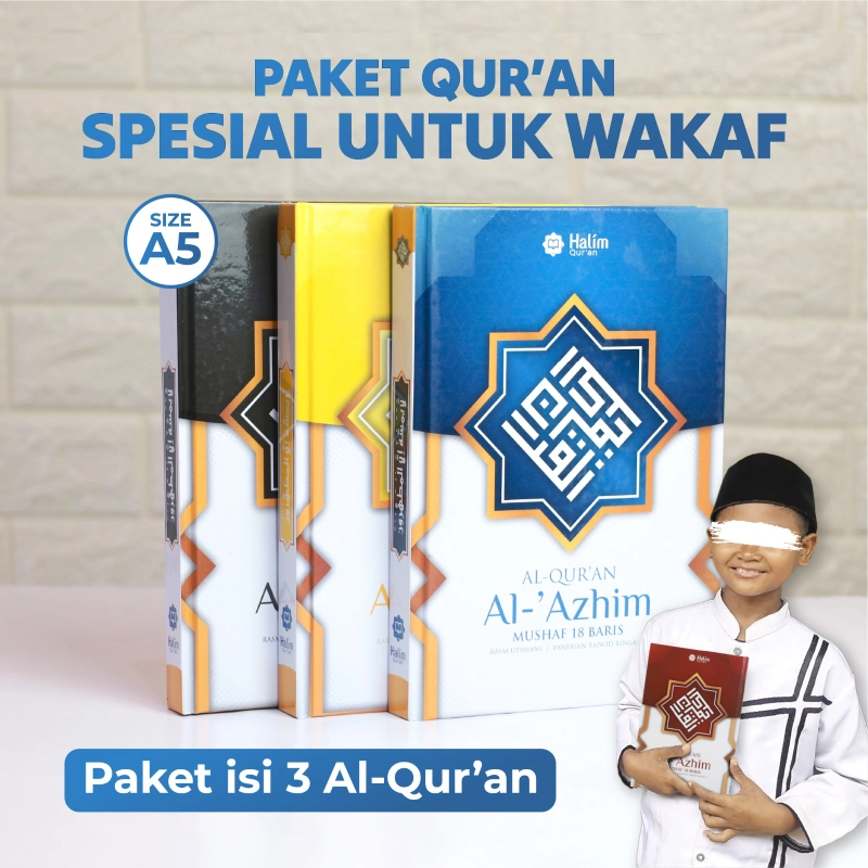 Product image Halim Quran - GERAKAN WAKAF QURAN AL AZHIM A5 PAKET 3 EKS ( WARNA RANDOM ) (14,5 x 20,5 cm) Random