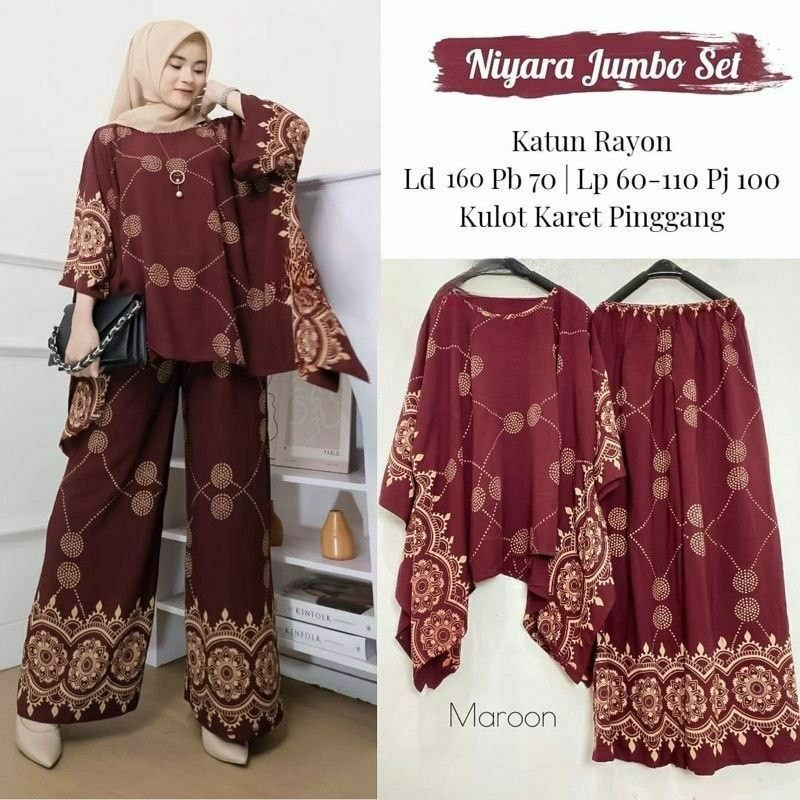 BATIK SETELAN WAKA NIYARA JUMBO SET Allsize Maroon