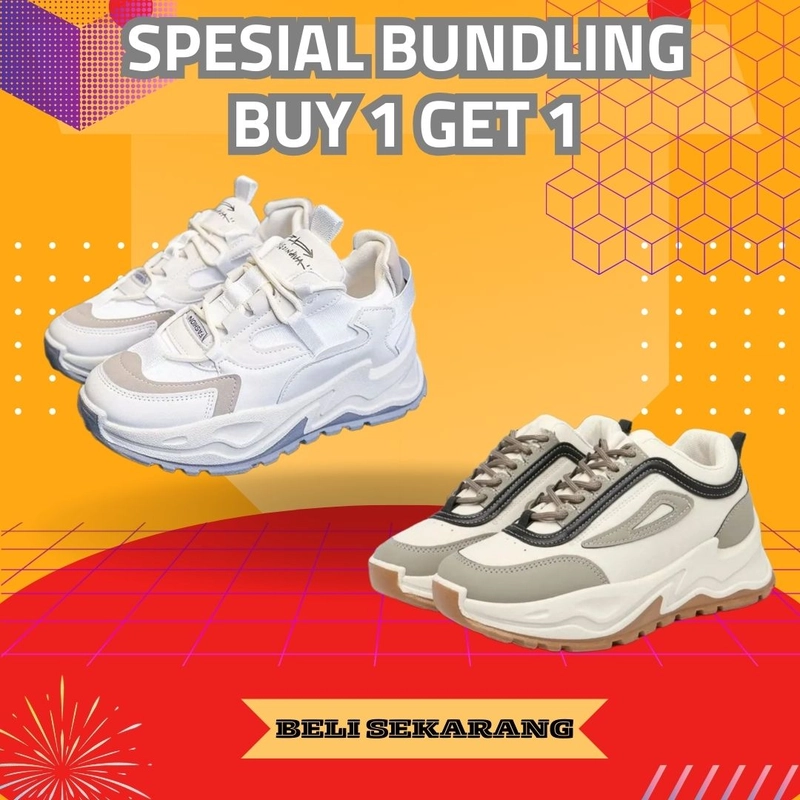 Product image Koekita - Paket Bundling Buy 1 Get 1 Sepatu Kets Sneakers Wanita JN-04 & KP-01 41 CREAM & CREAM