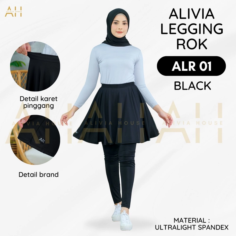 Product image Alivia House - ALIVIA LEGGING ROK 01 Legging Rok Olahraga Wanita Skirt Sport Jogging Sepeda ALL SIZE Black