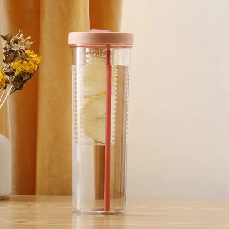 Product image Blooming Deal - Botol Minum Plastik Infused Water Bottle dengan Sedotan 700ml HX748 KREM