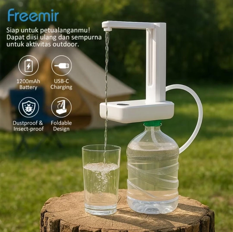 Product image Rizki Electronics - freemir Pompa Galon Otomatis Elektrik charge usb putih