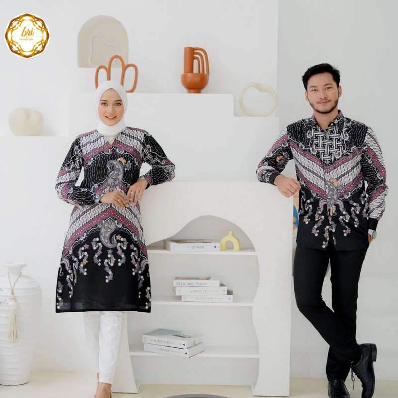 Product image Rambe Batik Indonesia - Couple Tunik Lakshani Modern dan Exclusive Kemeja Saja Size M Lakshani