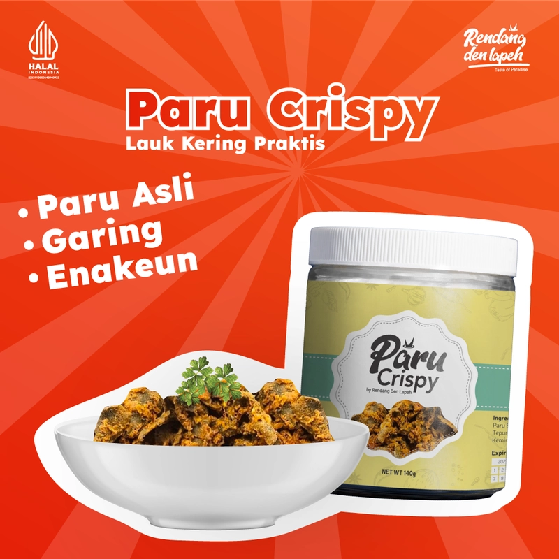 Product image [JL] Rendang Den Lapeh - Paru Sapi Crispy Garing Super Goreng Premium Lauk Keripik Paru Awet kemasan boto paru crispy