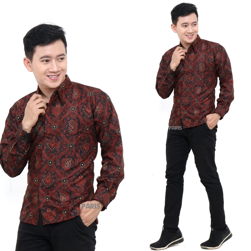 Product image Kois Batik - Kemeja Batik paris batik pria coklat tua kombinasi M Coklat tua kombinasi