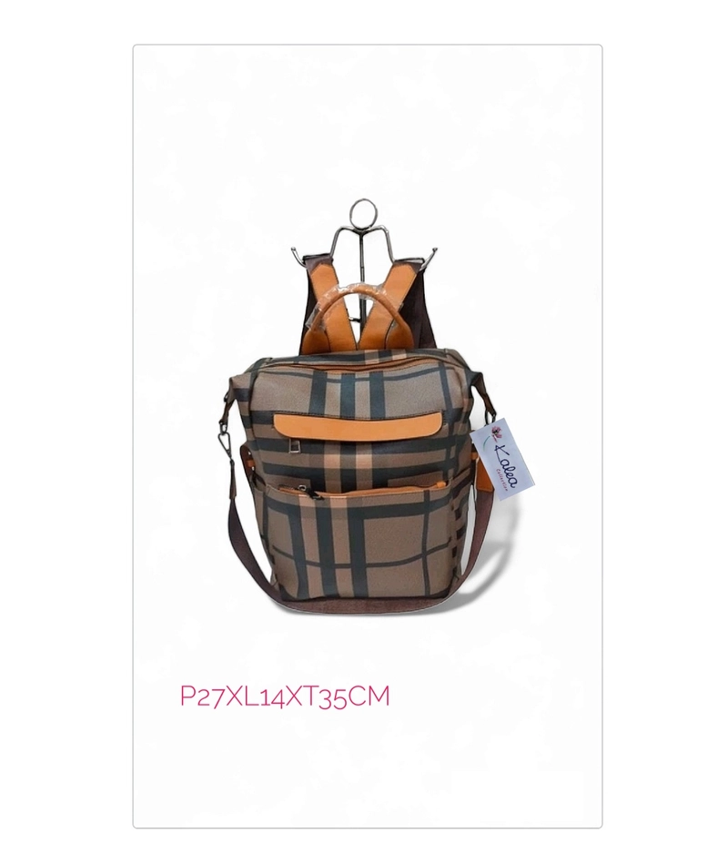 Product image Kalea - Tas ransel kerja wanita premium model motif ANTI Hujan/waterproof 27x14x35 Coklat