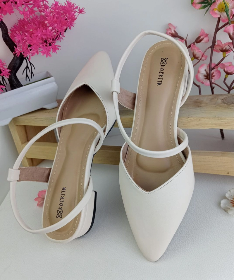 Product image Koekita - Sandal Selop Hels Wanita 3 cm Felysa-01 Cream 36 Cream