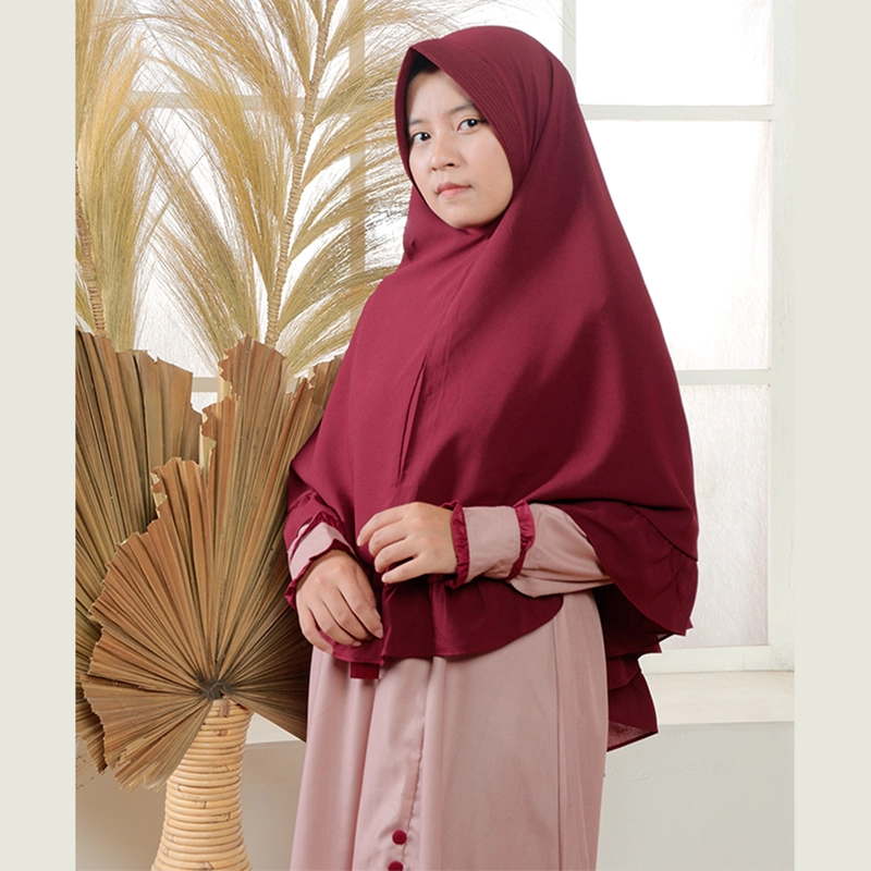 Product image Baju Busana Dres Dress Gamis Wanita Dewasa Simple Simpel Kondangan Lebaran Pink Dusty Merah Maroon L Pink Dusty Maroon