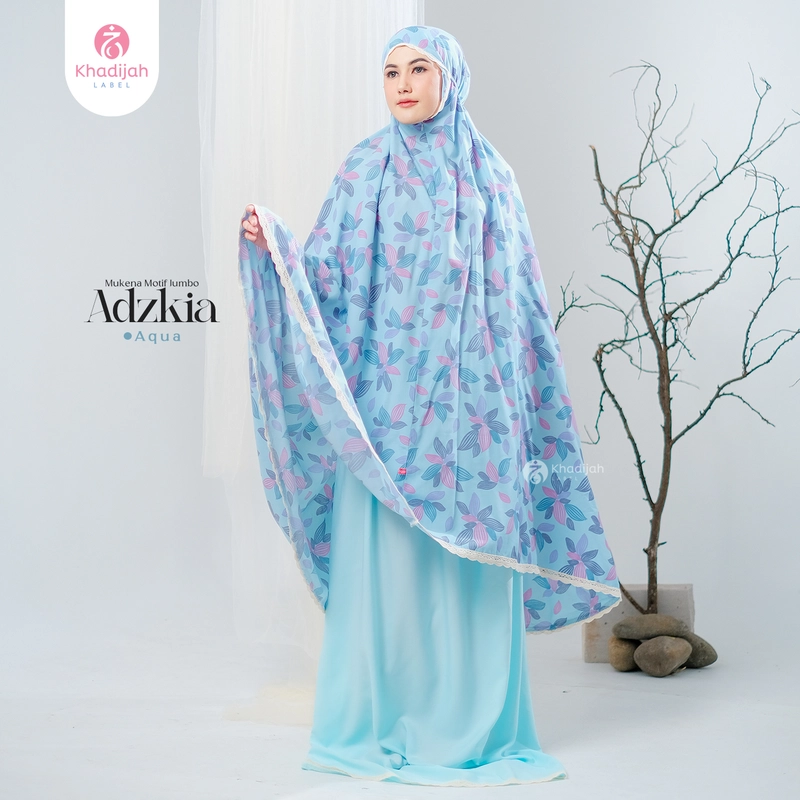 Product image KhadijahLabel - Mukena Jumbo Dewasa Motif Adzkia Jumbo Aqua