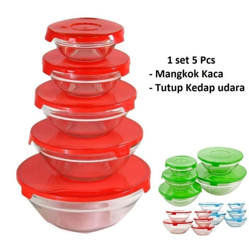 Product image [PO] Orderpedia Kichen - Set 5PCS Mangkok Kaca Kim Glass 1000gr Random