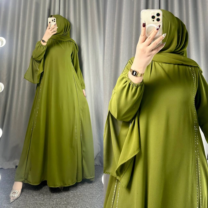 Product image Khisna collection - Gamis abaya raya bestseller berlin set hijab sale sisa sedikit Allsize Hijau