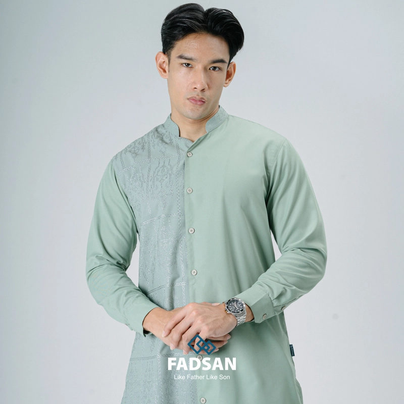 Product image FADSAN - Kurta Bordir Lengan Panjang Ayah & Anak Warna Sage Green - Kashmir Series SIZE ANAK XS KASHMIR SAGE GREEN