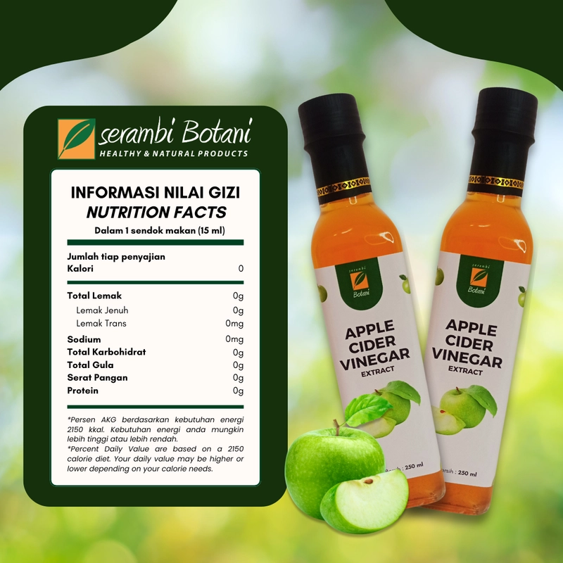 Product image SERAMBI BOTANI - Cuka Apel Ekstrak Apple Cider Vinegar Original 250ml Cuka Apel Ekstrak