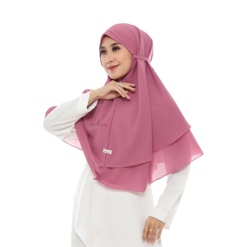 Product image Bergo Tasya By Erdua Bergo Double Hijab Instan Susun Diamond Crepe 2 Layer all size charm pink