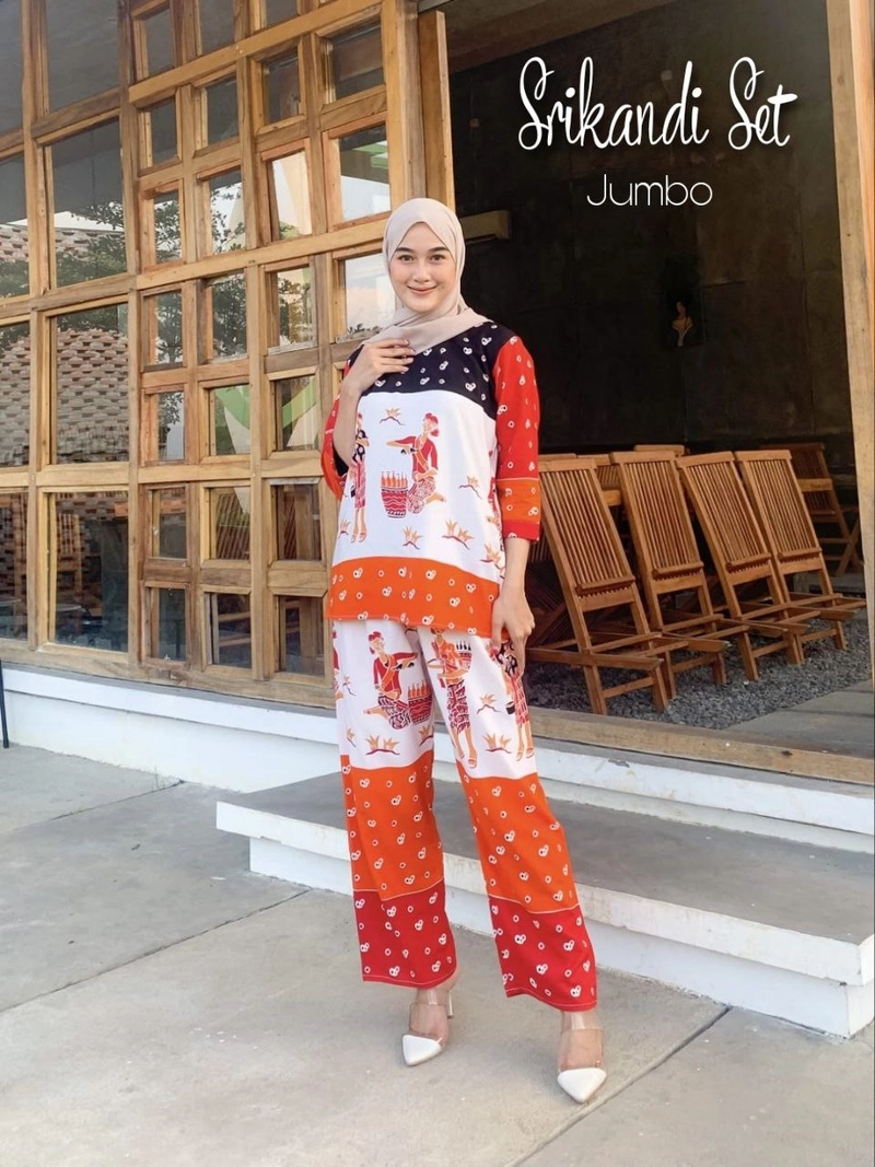 Product image Khisna collection - Setelan wanita dewasa Srikandi jumbo Allsize Hitamkombinasi