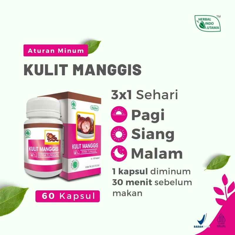 Product image Herbal Indo Utama - Kapsul Kulit Manggis Rahasia Kulit Cantik Sehat Mengatasi Jerawat Dari Dalam 60 Kapsul Kapsul Serbuk