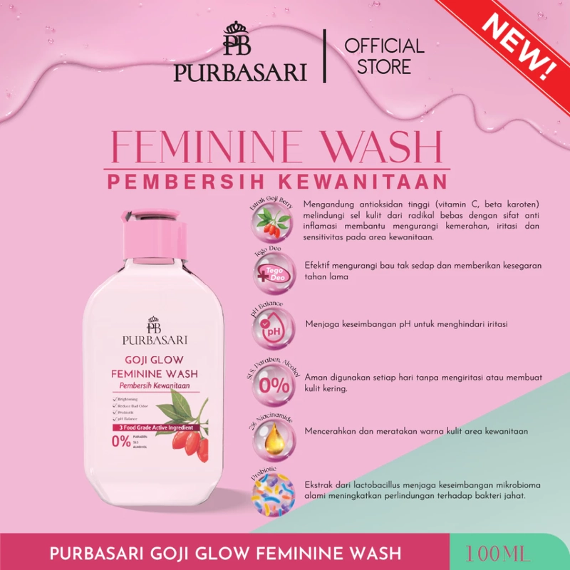 Product image Purbasari - Goji Glow Feminine Wash / Sabun Pembersih Kewanitaan 60ml Goji Pink
