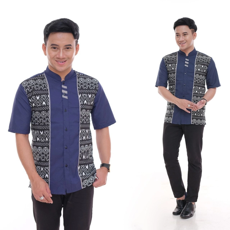 Product image Batik Alfin - Baju koko pria dewasa lengan pendek model terbaru bagus banget070 M Navi